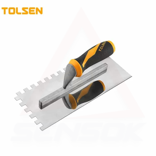 Tolsen-Plastering trowel With Teeth,280x120mm​ ស្លាបព្រាបូក រៀបការ៉ូឆ្មេញជ្រុងដងជ័រ