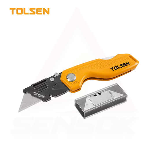 Tolsen-Utility Knife With 5pcs SK5 blades Aluminum handle កំបិតកាច់ បត់ ផ្លៃ5