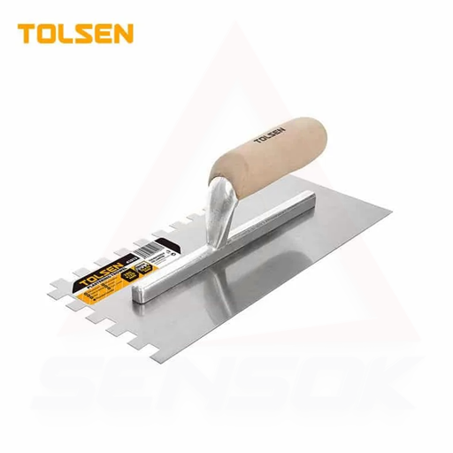 Tolsen-Plastering trowel With Teeth, 280x120mm ស្លាបព្រាបូក រៀបការ៉ូឆ្មេញជ្រុងដងឈើ
