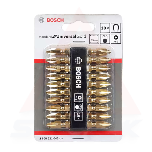 Bosch - 65mm Extra Hard Double-Ended Bit Set - 10 Pcs - Gold ក្បាលទួនាវីស ឈុត10ដើម